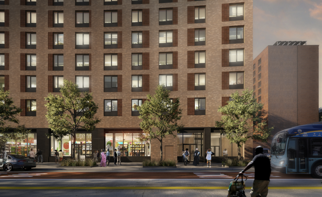 Render of Utica Crescent Apartments, by Bernheimer Architecture